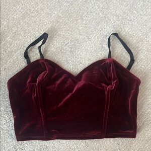 American Apparel Velvet Crop Top - Burgundy